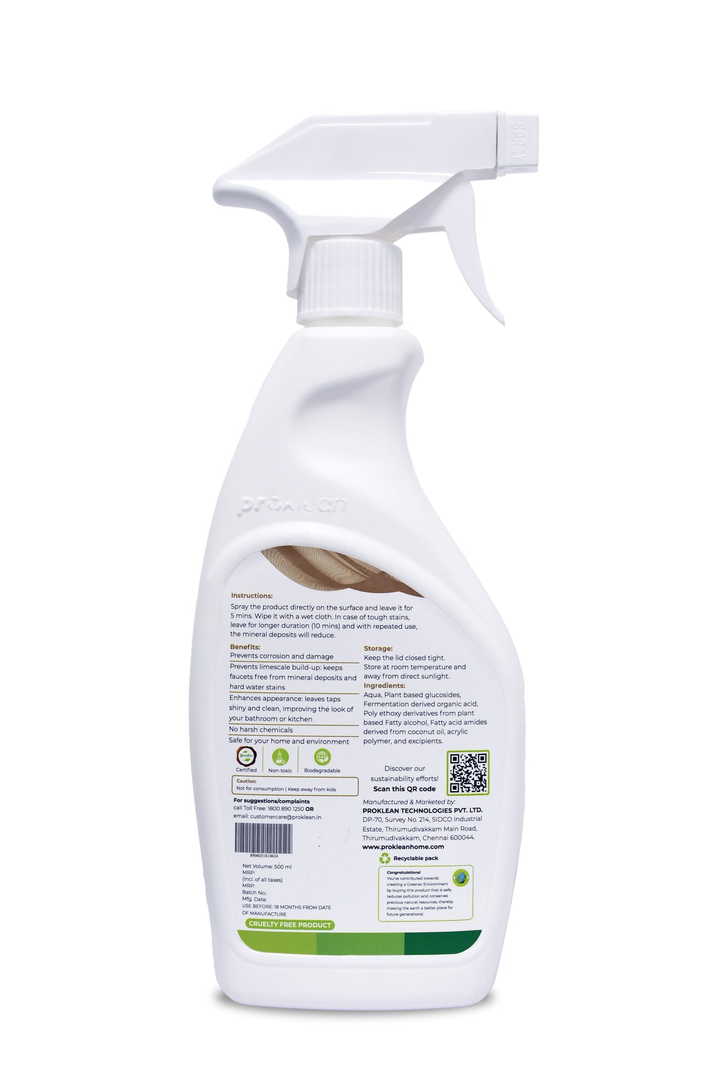 Vivaklean Eco-friendly Tap & Shower- Cleaner & Descaler 500 ml