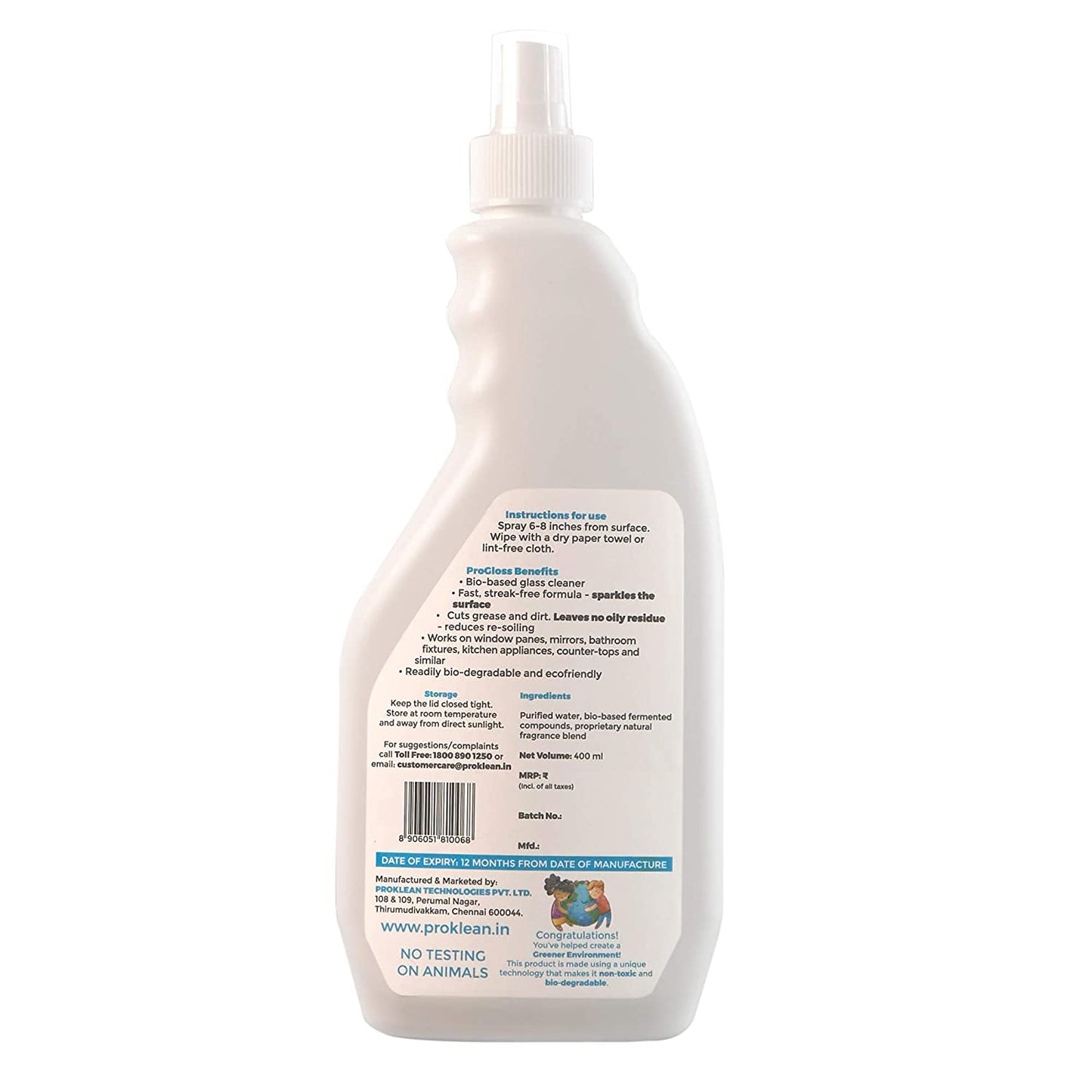 ProGloss - Ecofriendly Glass Cleaner (400 Ml)